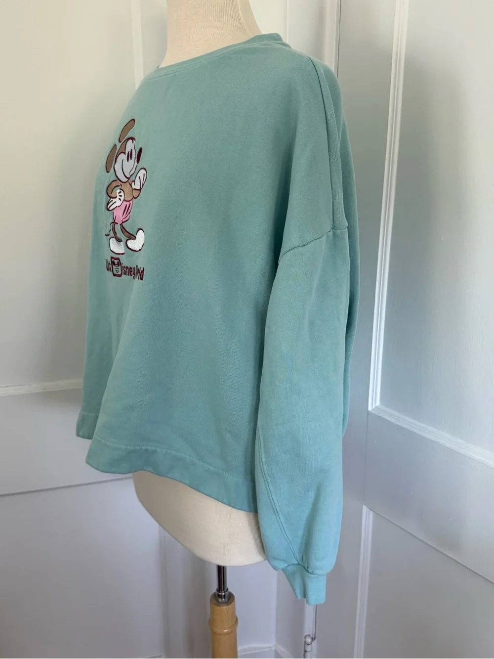 Disney Walt Disney World Mickey Mouse Oversized Crewneck Sweatshirt Aqua 1X